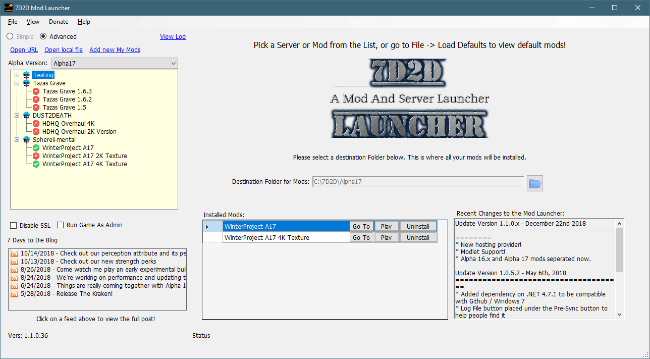 7D2D Mod Launcher / Мод-лаунчер